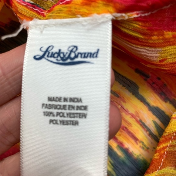 LUCKY Brand Sheer Multicoloured Long  Sleeve Blouse Medium - Picture 3 of 9